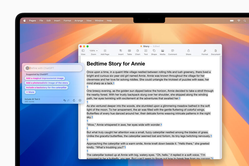 Schreibwerkzeuge mit ChatGPT-Integration in Pages unter macOS