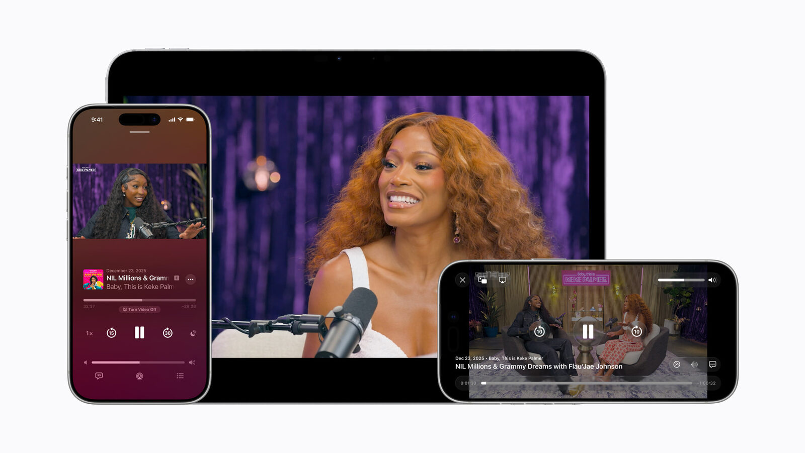 iPhone ve iPad üzerinde Apple Podcasts uygulamasında oynatılan video podcast