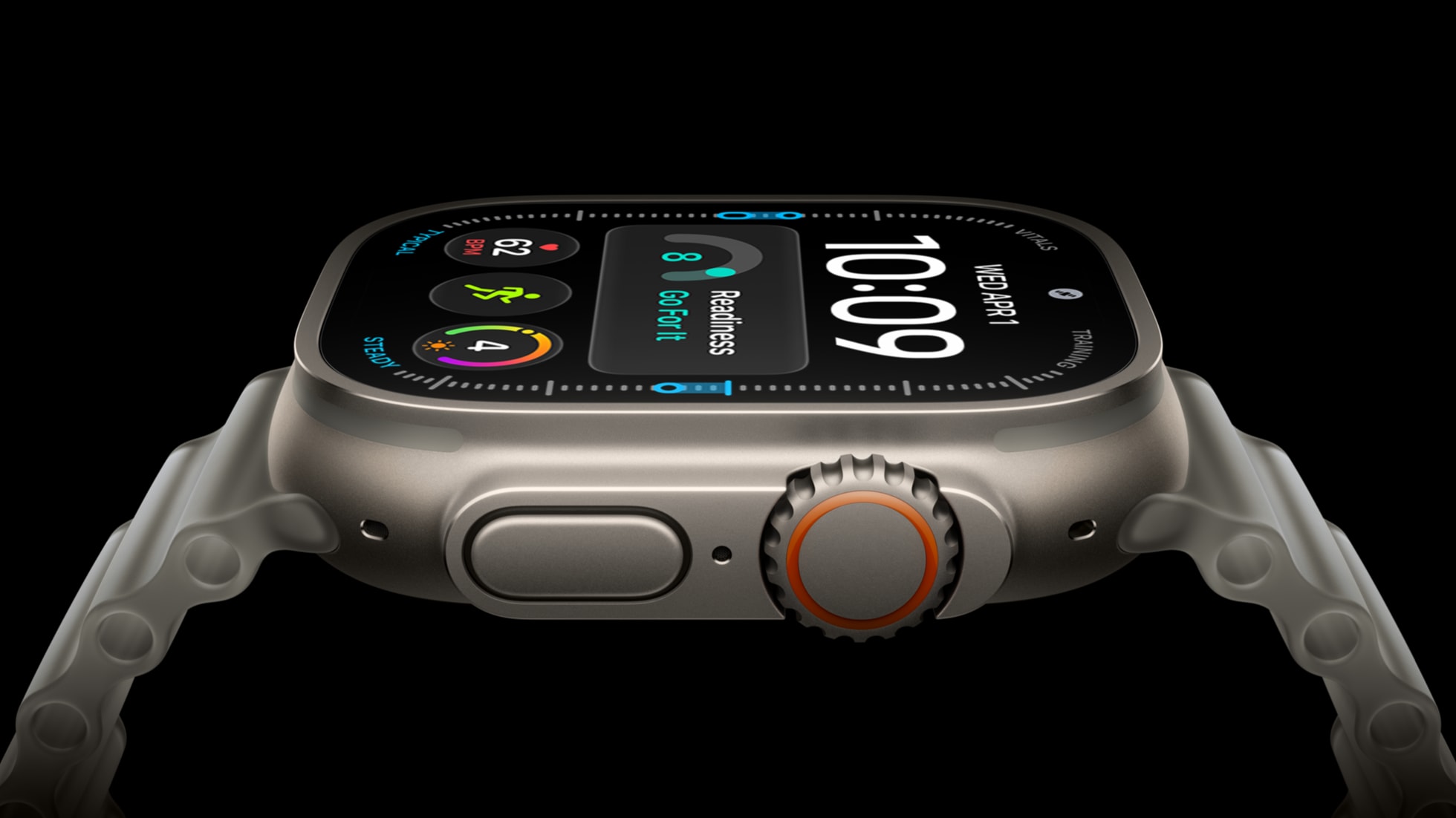 Görsel: Apple Apple Watch Ultra 4'ün titanyum kasası ve Hazırlık Puanı gösteren kadranı