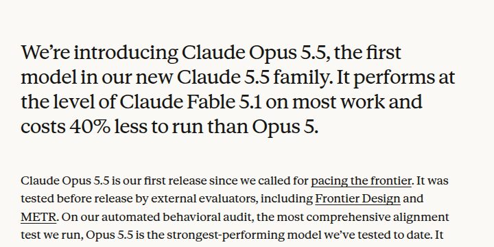Einleitung der offiziellen Ankündigungsseite von Anthropic zu Claude Opus 5.5