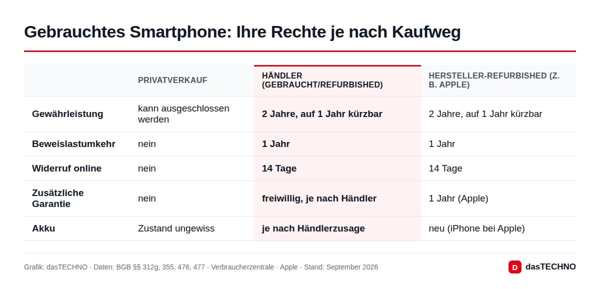 Gebrauchtes Smartphone: Ihre Rechte je nach Kaufweg
