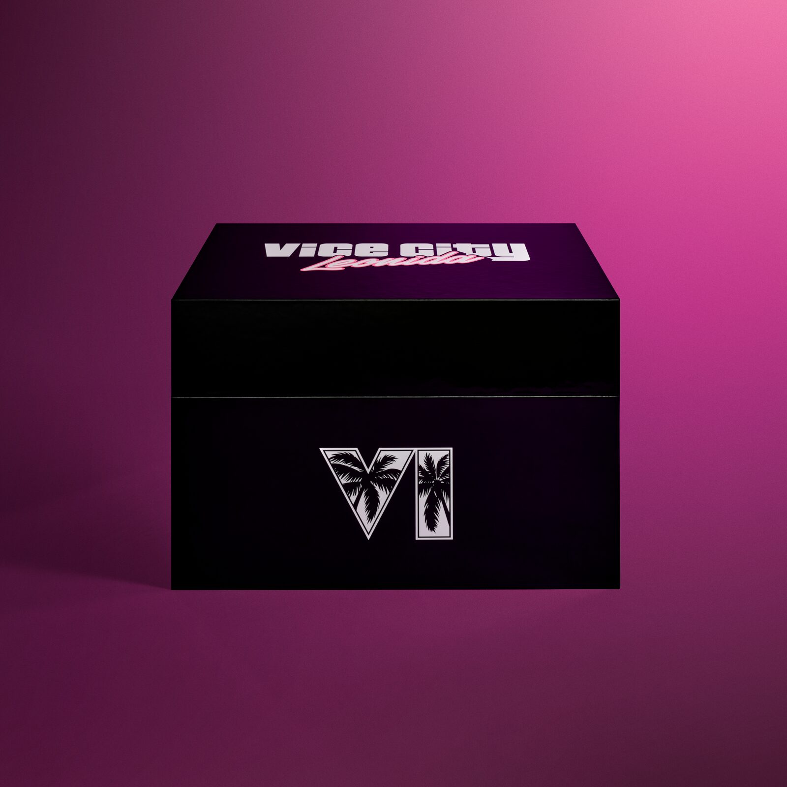 Görsel: Rockstar Games Geschlossene Sammlerbox der GTA VI Vice City Collection mit Vice-City-Schriftzug