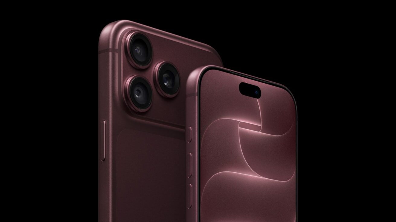 Bordo renkte iPhone 18 Pro'nun arkadan ve önden görünümü