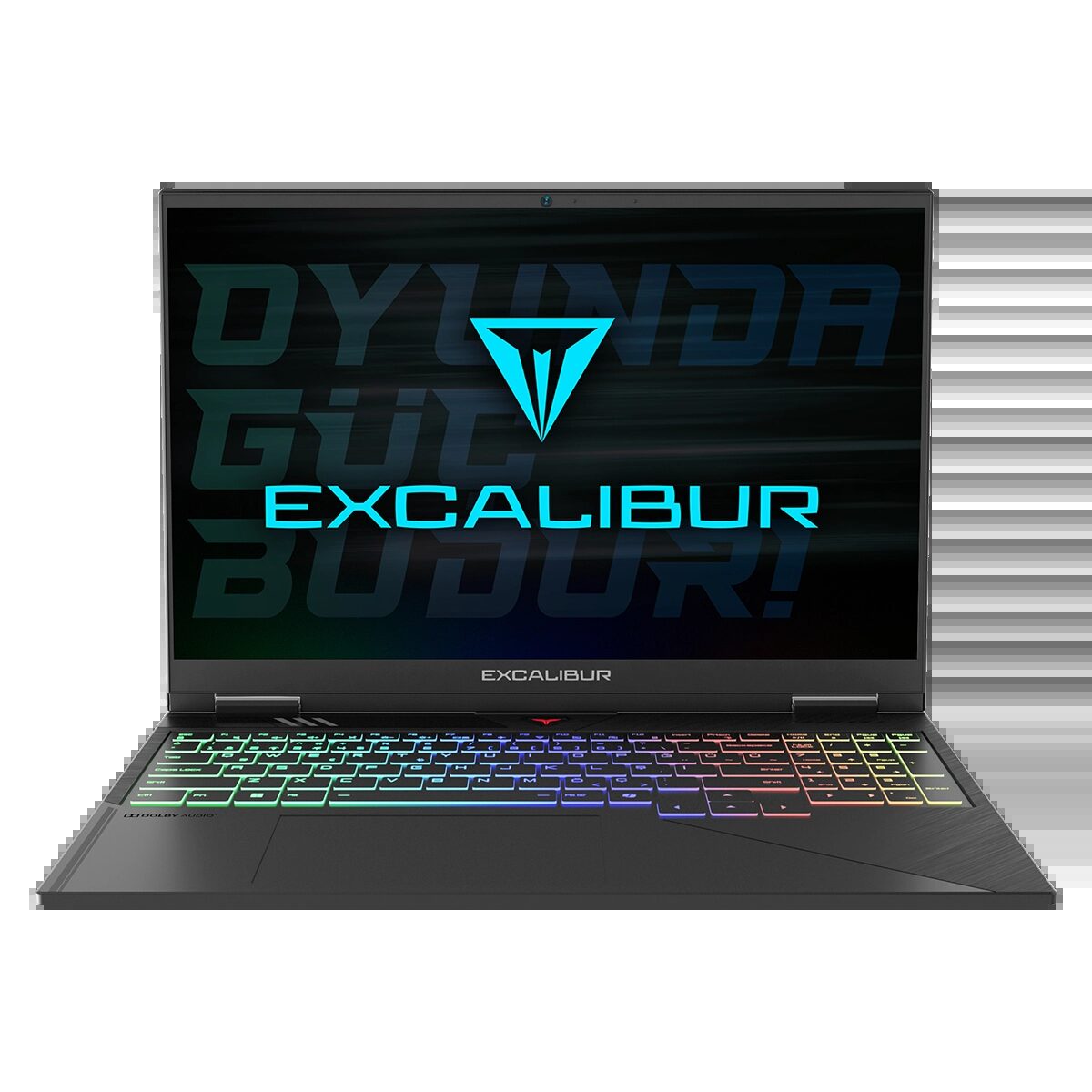Ekranında Excalibur logosu olan Casper Excalibur G920 oyun dizüstüsü