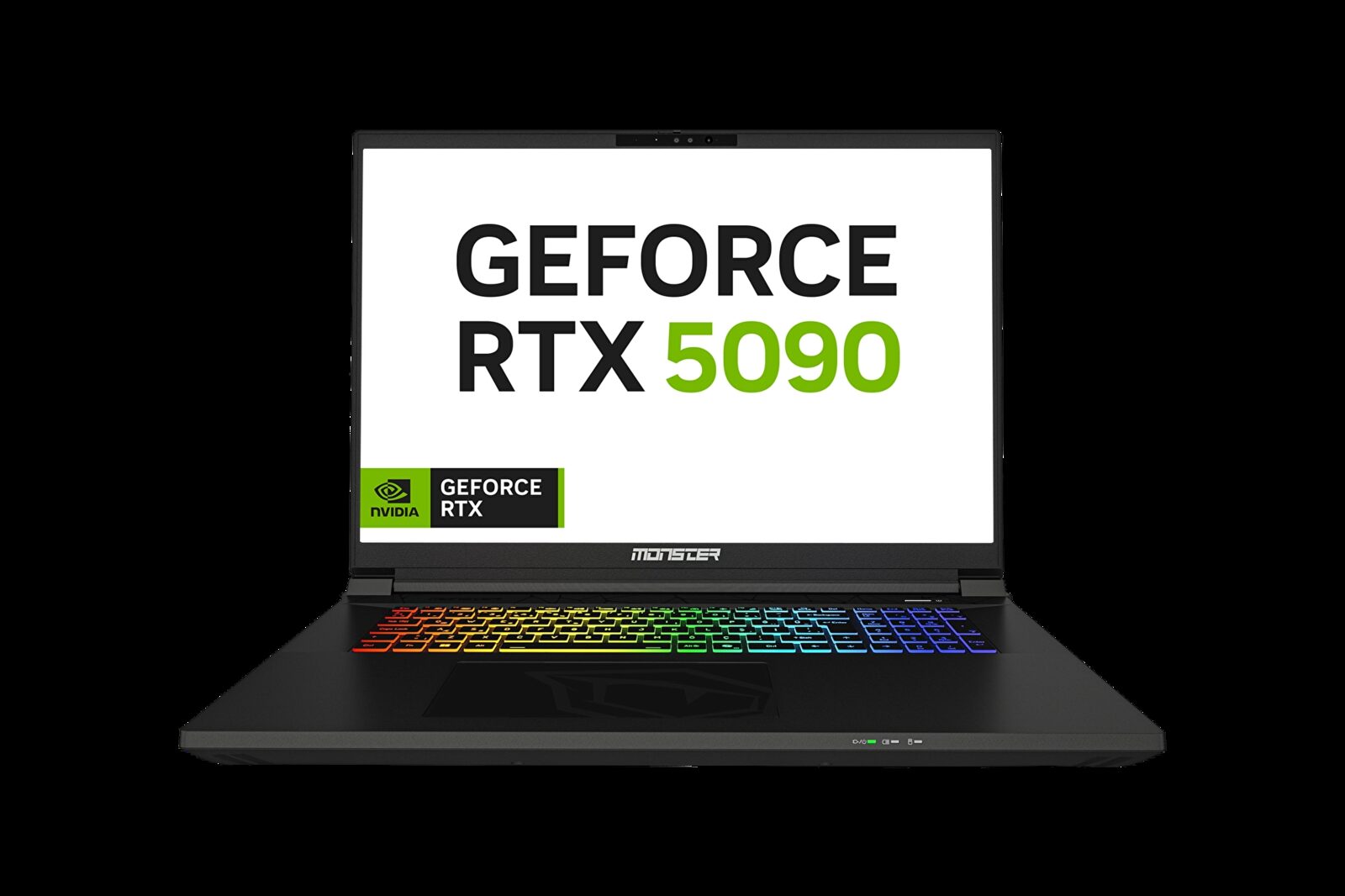 Ekranında GeForce RTX 5090 yazan siyah Monster Semruk S8 dizüstü