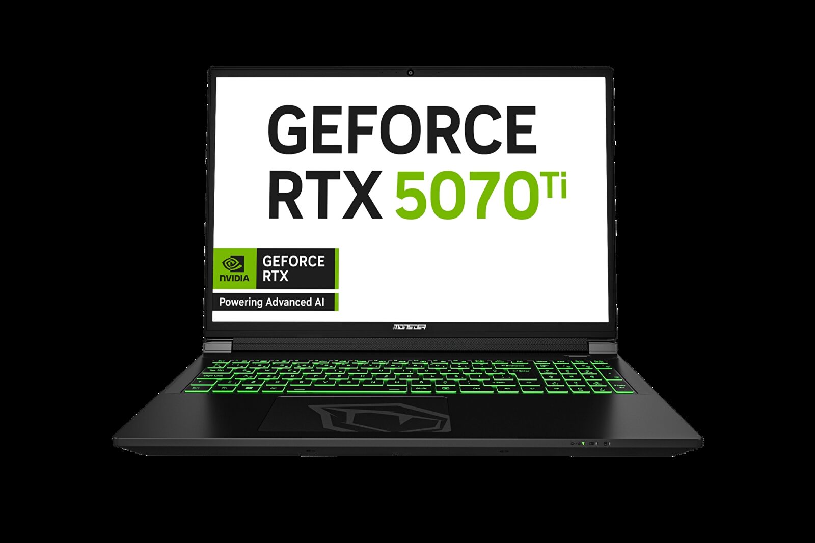 Ekranında GeForce RTX 5070 Ti yazan siyah Monster Tulpar T6 dizüstü