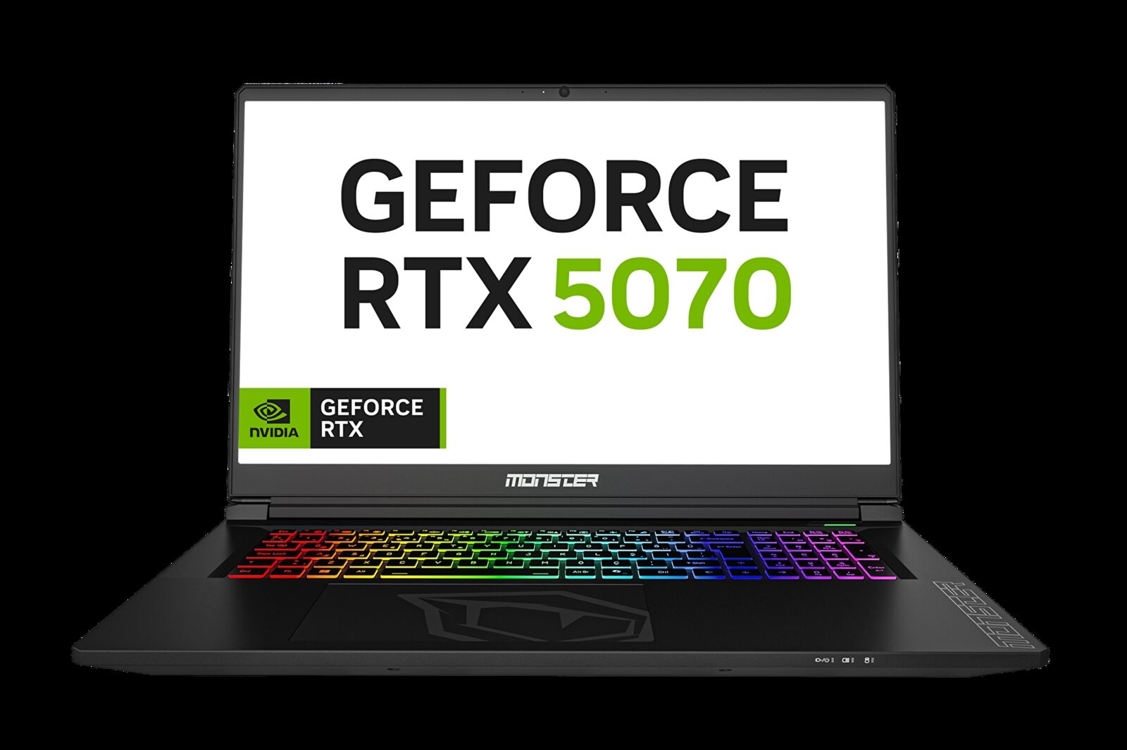 Ekranında GeForce RTX 5070 yazan 17,3 inç Monster Tulpar T7 V26.5 dizüstü
