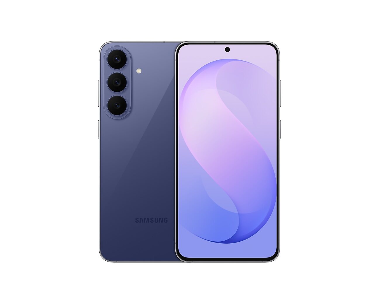 Blueberry renkli Galaxy S26 FE önden ve arkadan