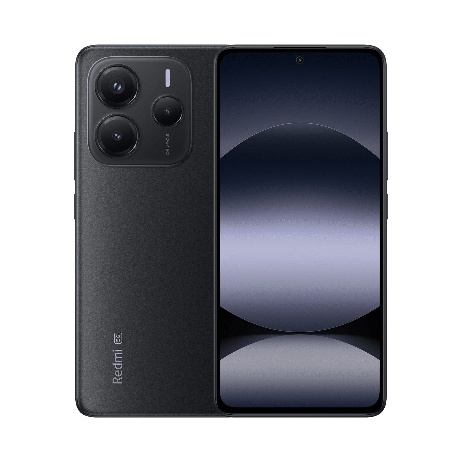 Siyah Redmi Note 14 5G önden ve arkadan