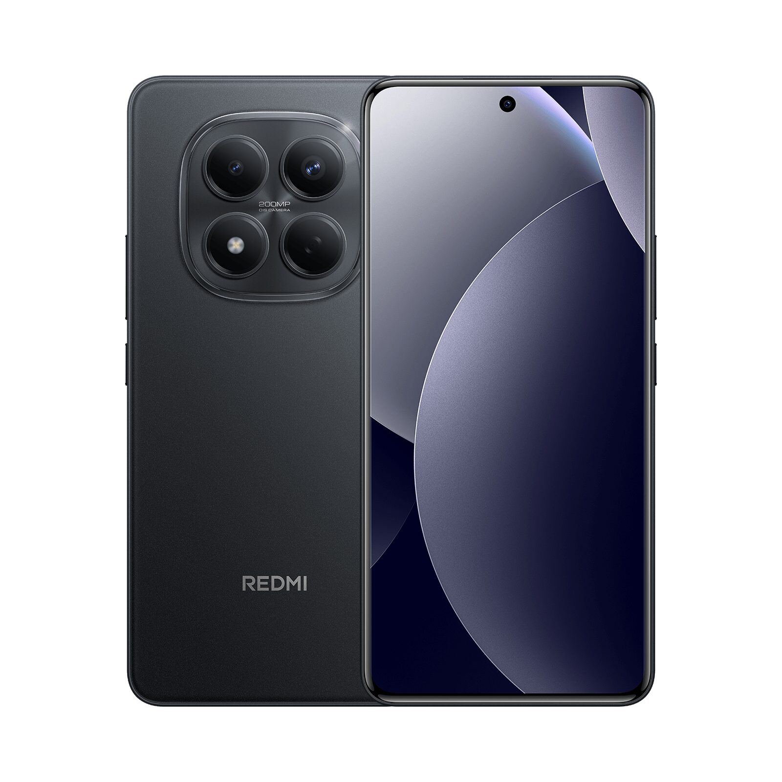 Siyah Redmi Note 15 Pro önden ve arkadan
