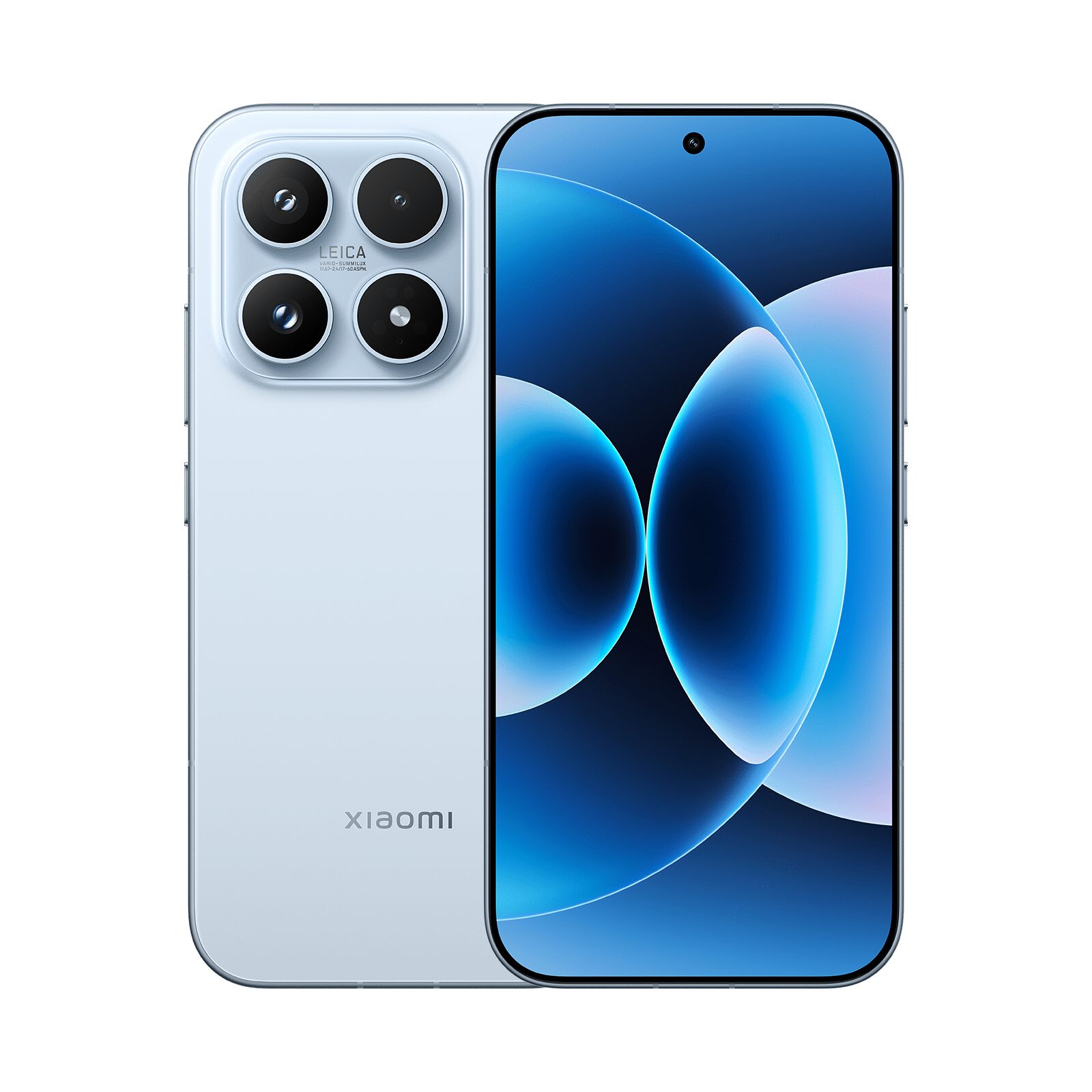 Buz mavisi Xiaomi 17 önden ve arkadan