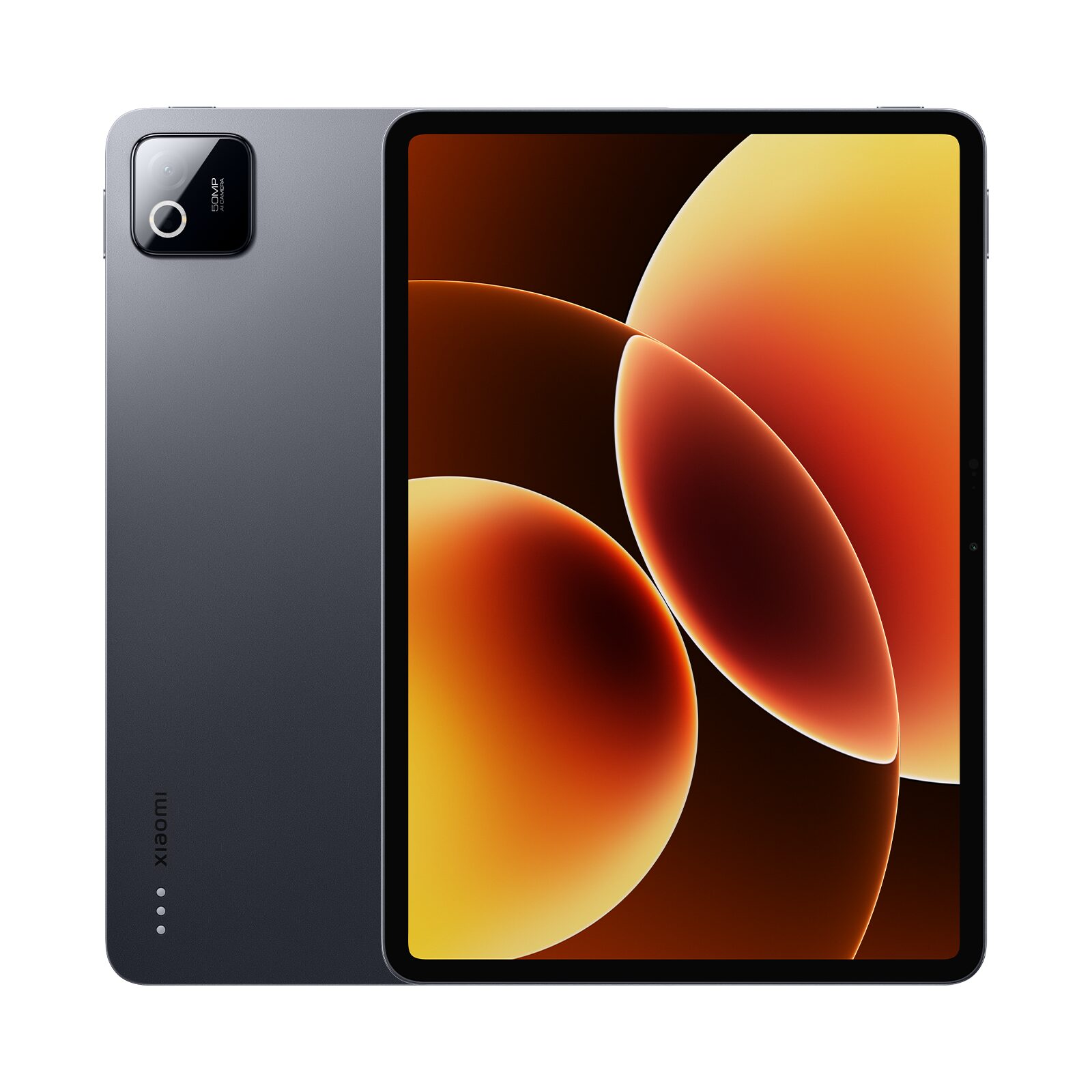 Gri Xiaomi Pad 8 Pro arkadan ve önden