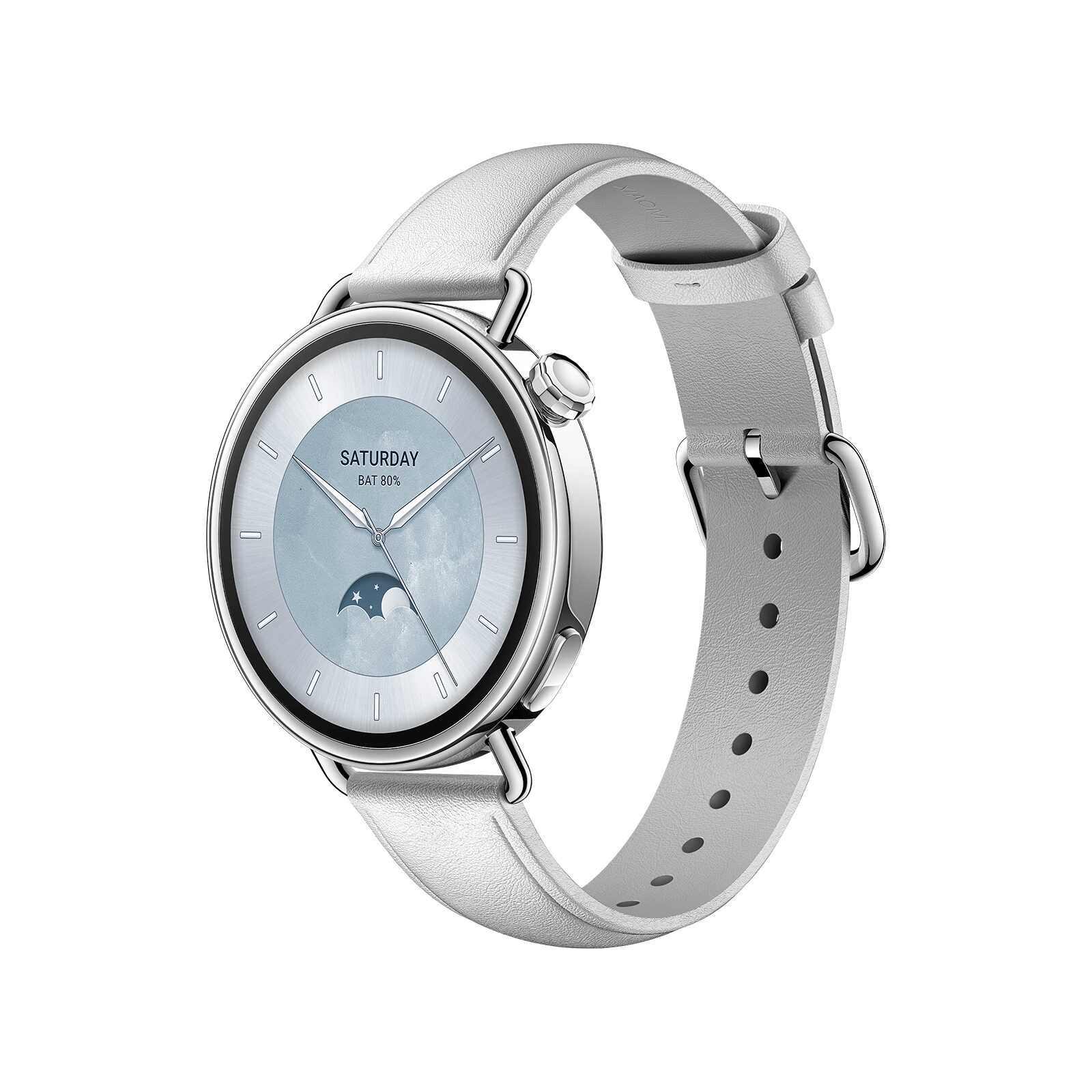 Gümüş Xiaomi Watch S4 41mm açık gri kayışla