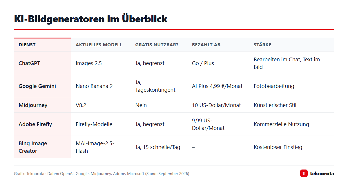 KI-Bildgeneratoren im Überblick