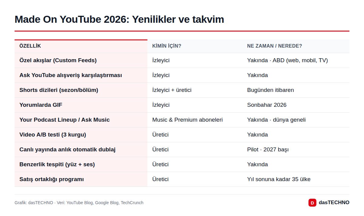 Made On YouTube 2026: Yenilikler ve takvim