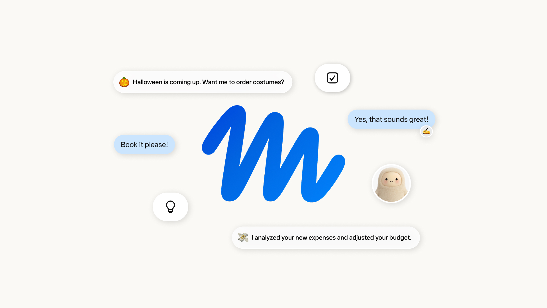 Meta Muse logosu ve yapay zeka ajanıyla yapılan örnek mesajlaşmalar