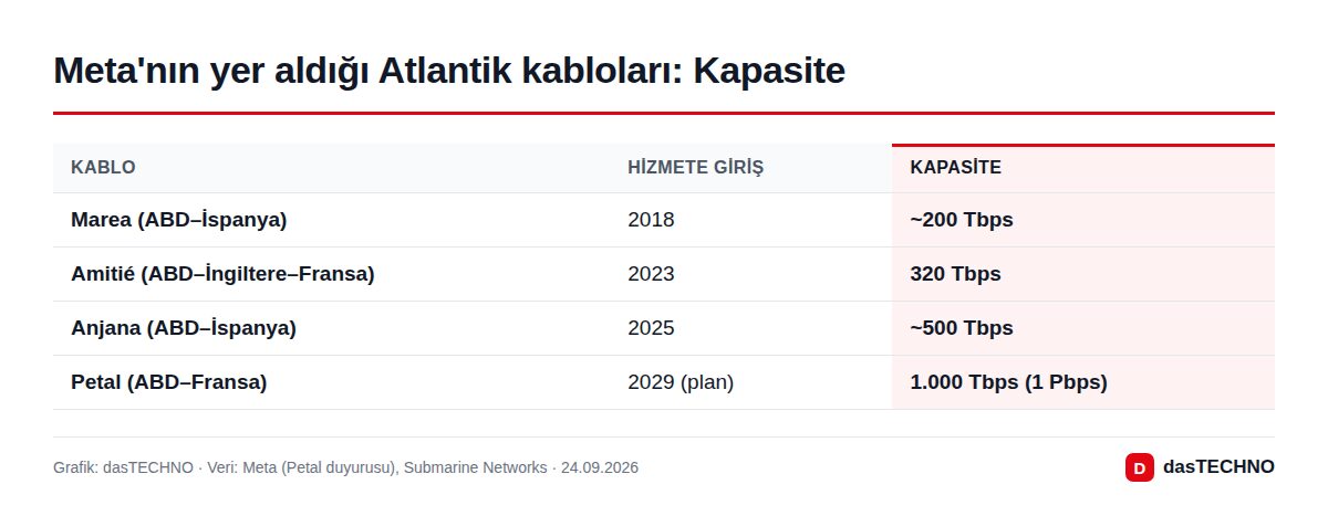 Meta'nın yer aldığı Atlantik kabloları: Kapasite