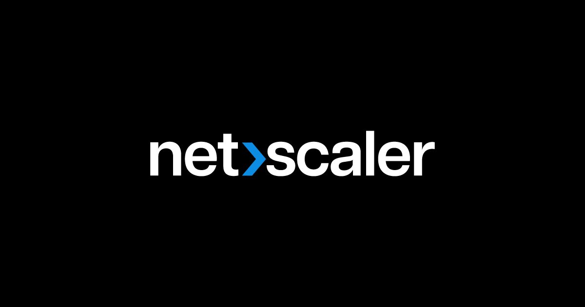 Offizielles NetScaler-Logo in Weiß mit blauem Pfeil auf schwarzem Hintergrund