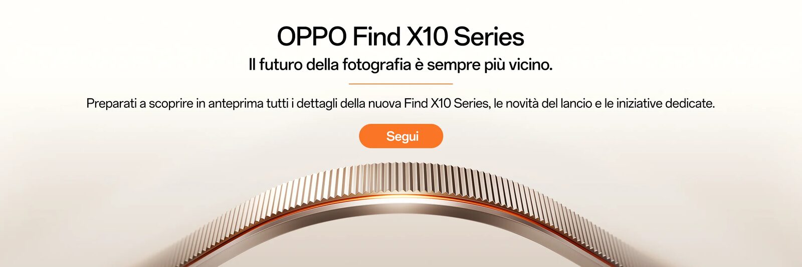 Il banner "OPPO Find X10 Series – Il futuro della fotografia è sempre più vicino" sull'OPPO Store Italia