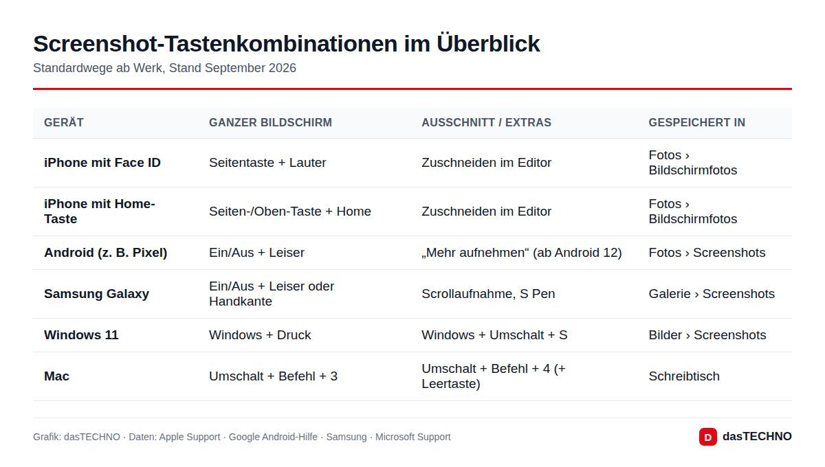 Screenshot-Tastenkombinationen im Überblick