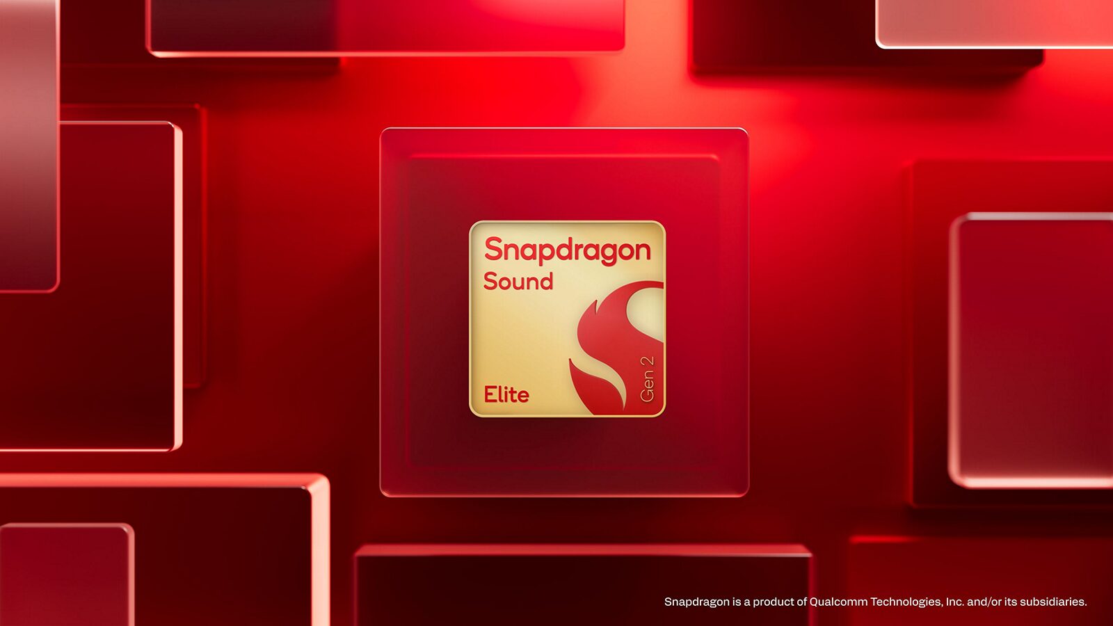 Logo der Plattform Snapdragon Sound Elite Gen 2 auf rotem Hintergrund