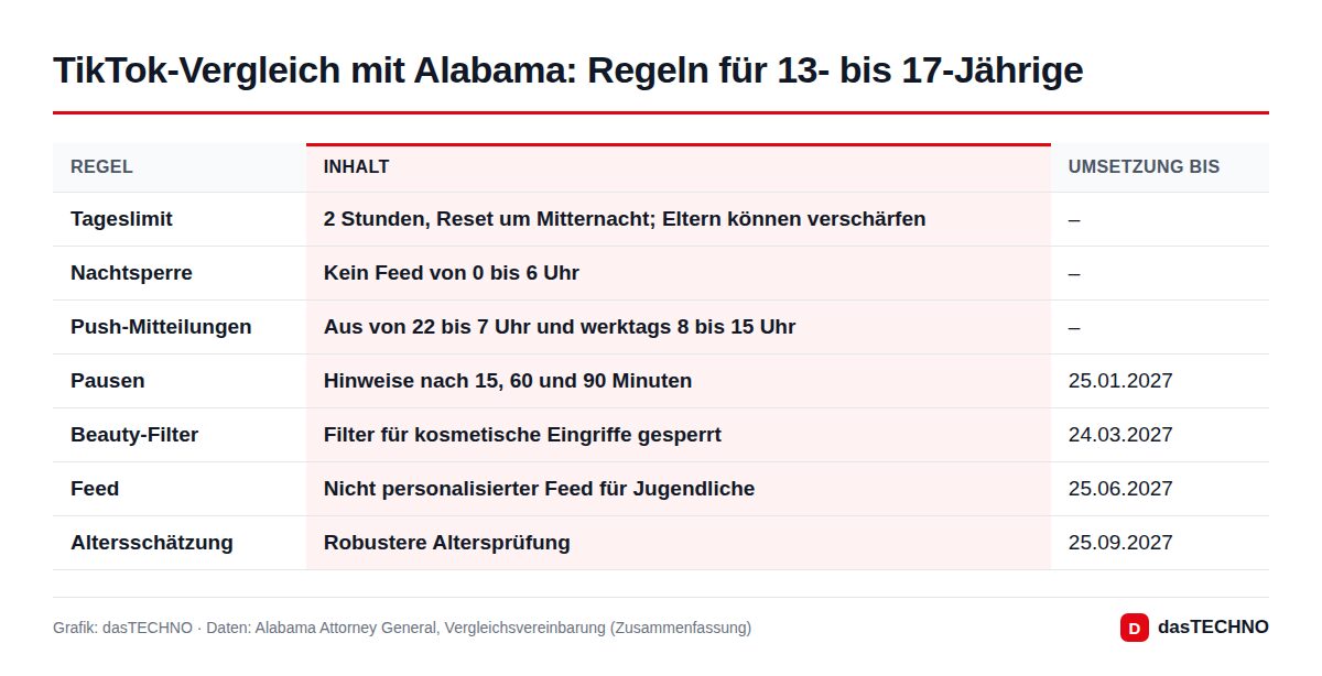 TikTok-Vergleich mit Alabama: Regeln für 13- bis 17-Jährige