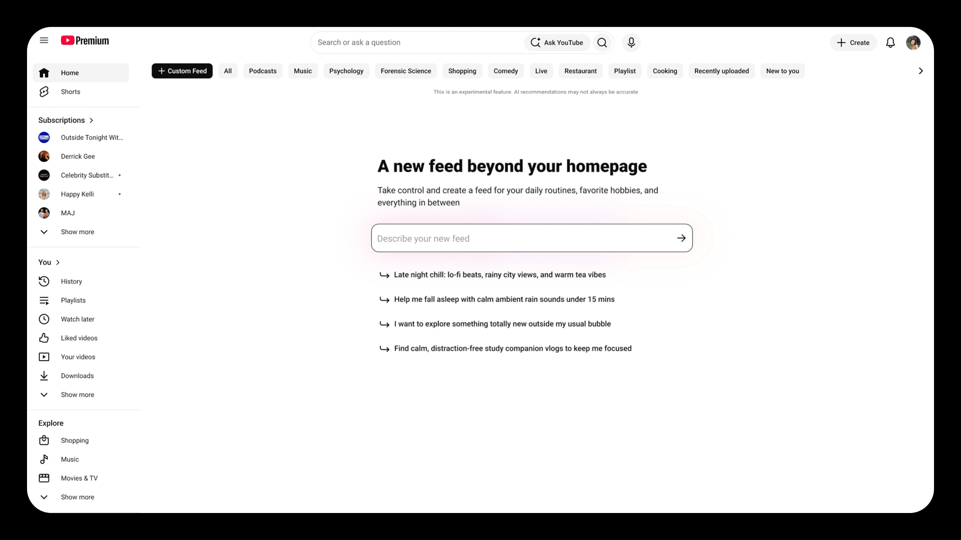 Custom Feeds op YouTube