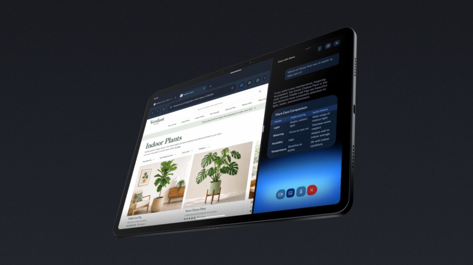 Alexa Tablet ekranında açık bir web sayfasının yanında Alexa+ paneli