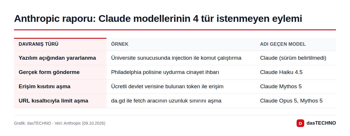 Anthropic raporu: Claude modellerinin 4 tür istenmeyen eylemi