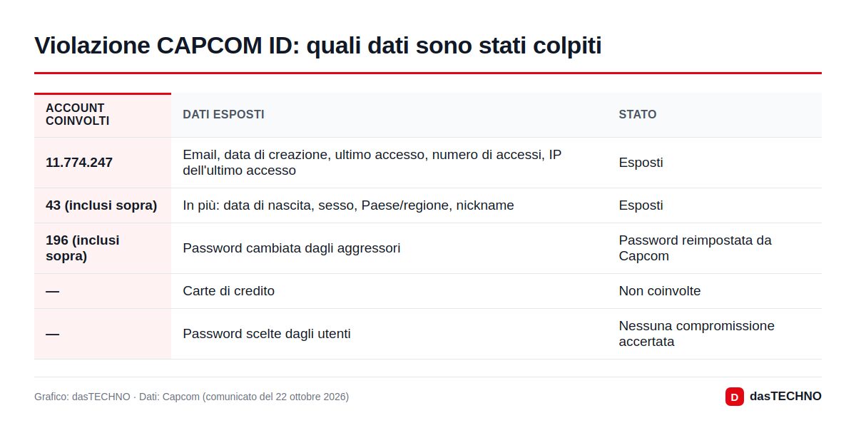 Violazione CAPCOM ID: quali dati sono stati colpiti