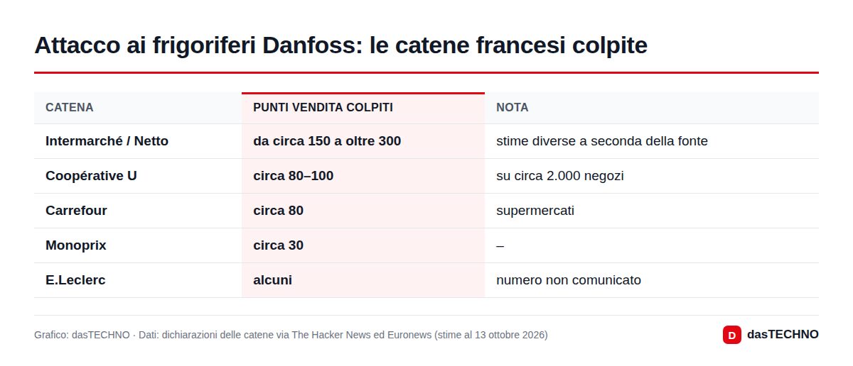 Attacco ai frigoriferi Danfoss: le catene francesi colpite