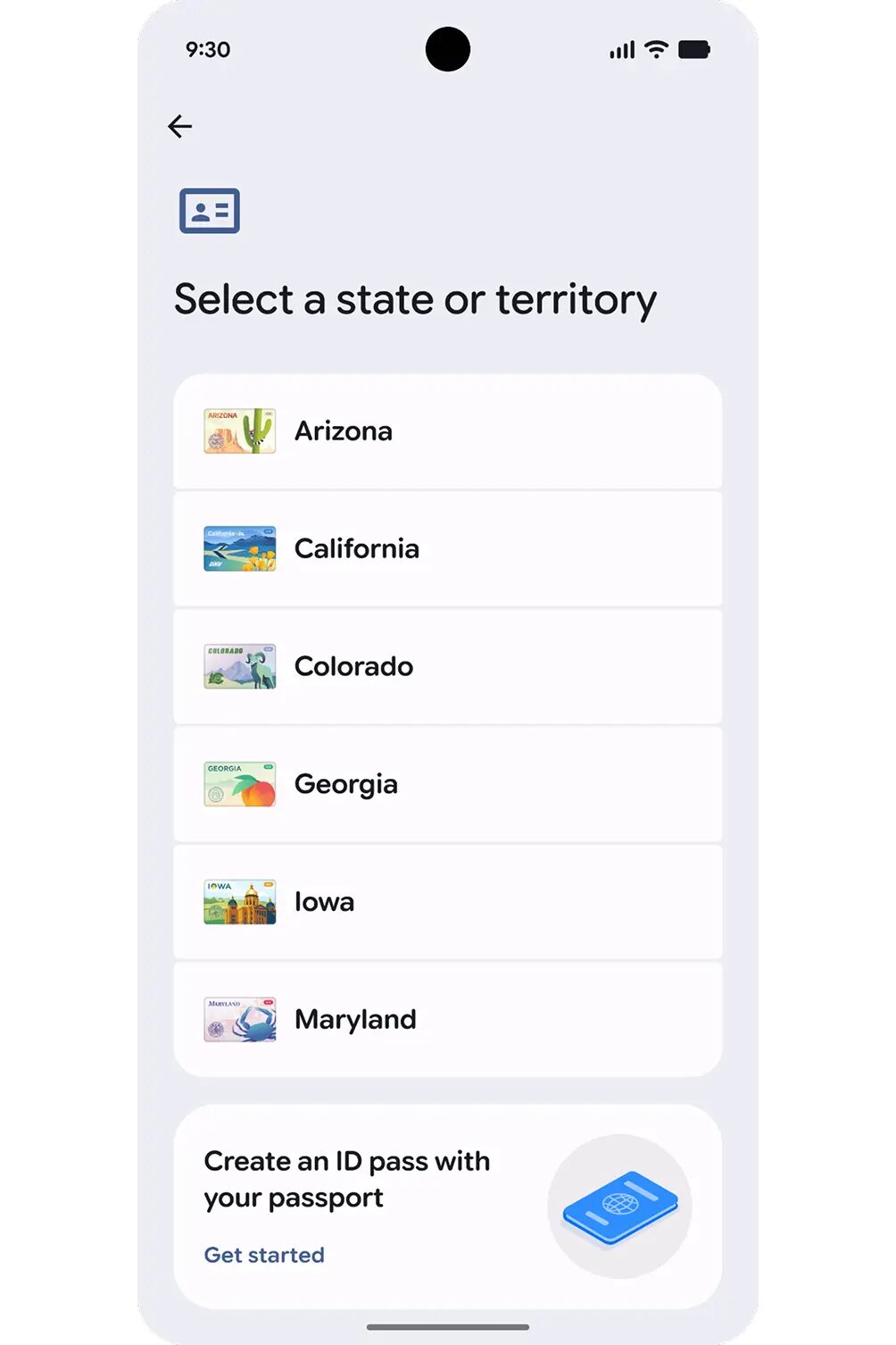 La schermata di Google Wallet con l'opzione per creare un ID pass dal passaporto