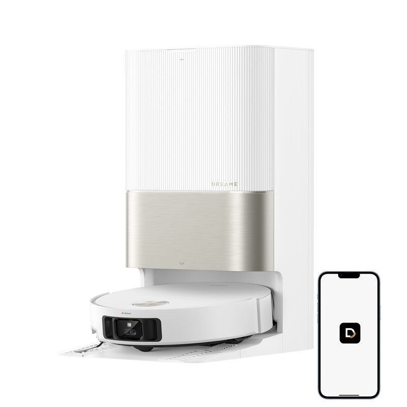 Dreame X50 Ultra Complete robot süpürge PowerDock istasyonunun önünde