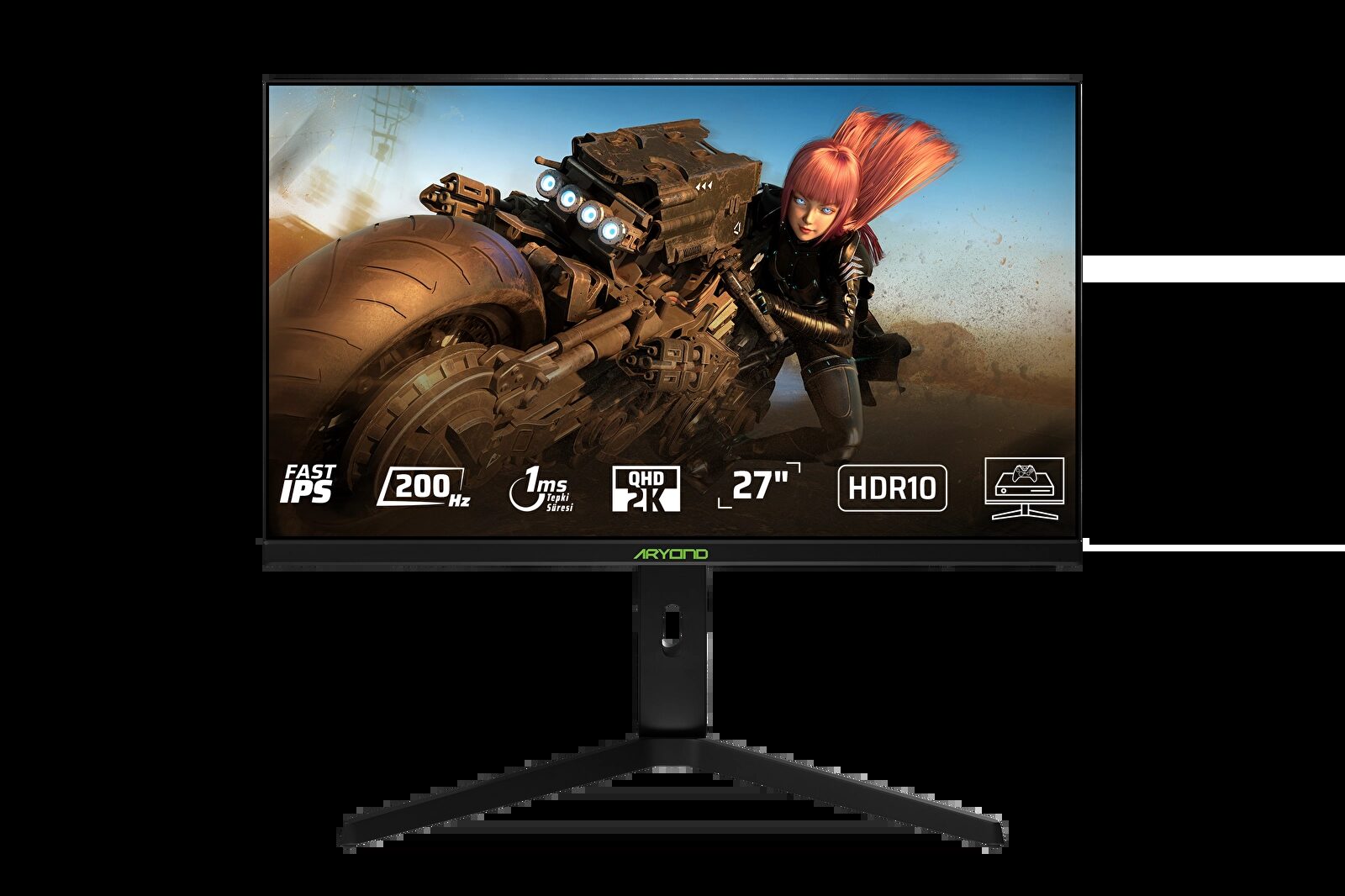Monster Aryond A27F V1 oyuncu monitörü, önden görünüm
