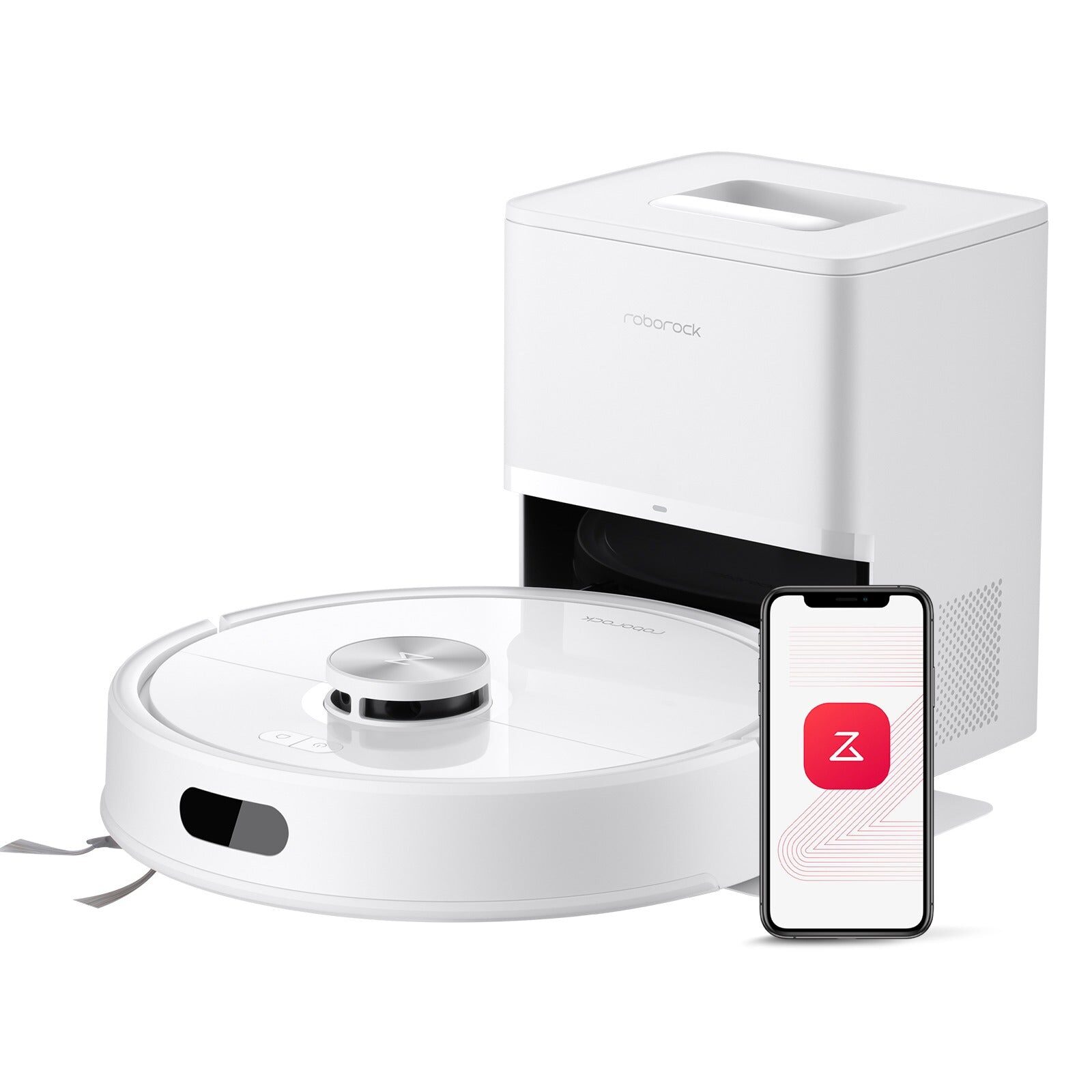 Roborock Q8 Plus robot süpürge RockDock Plus toz boşaltma istasyonunun yanında