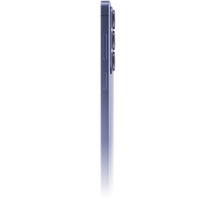 Seitenansicht eines Samsung Galaxy S26 in Violett mit Kamerabuckel