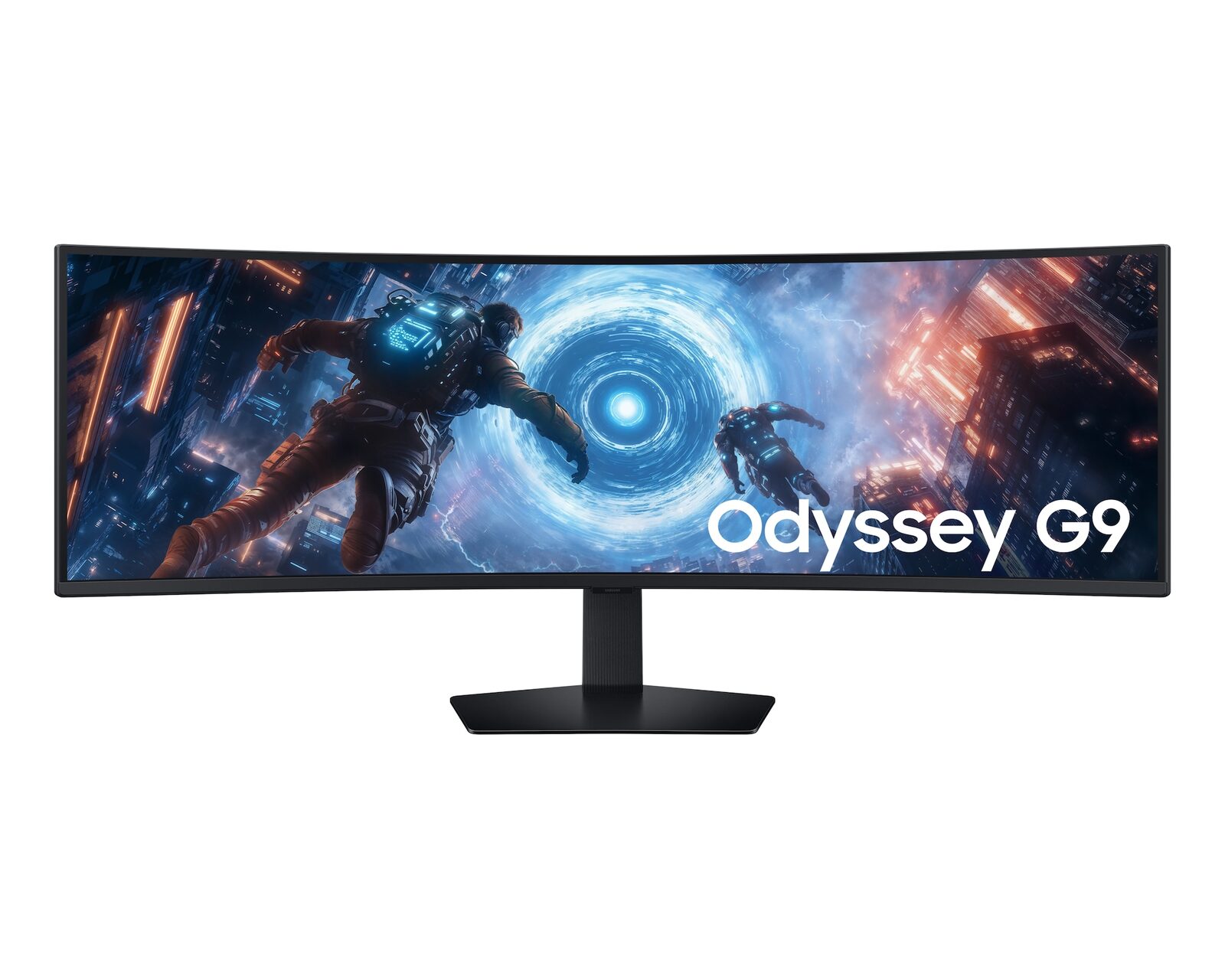 Samsung Odyssey G9 G91F kavisli ultra geniş monitör, önden görünüm
