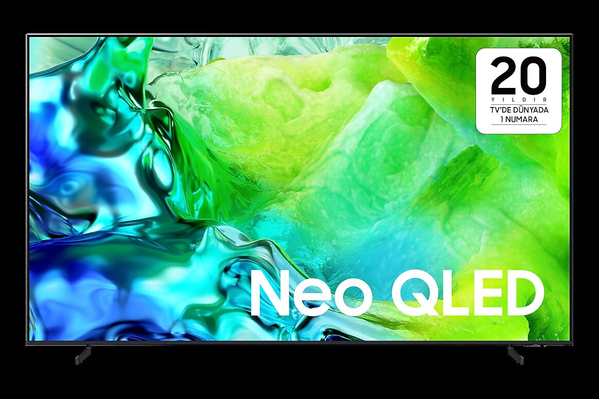 Titanyum siyah Samsung Neo QLED QN80H televizyon önden görünüm