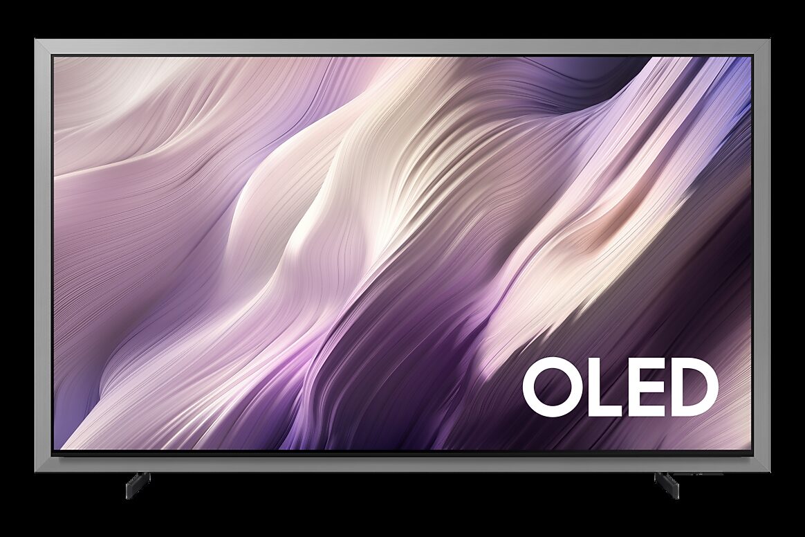 Gümüş renkli Samsung OLED S95H televizyon önden görünüm
