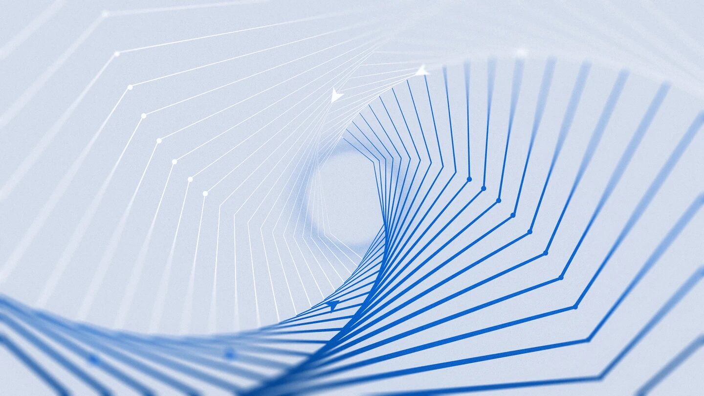 Abstraktes Titelbild aus blauen und weißen Linien, mit dem Meta die Muse-Wonder-Modelle vorstellt