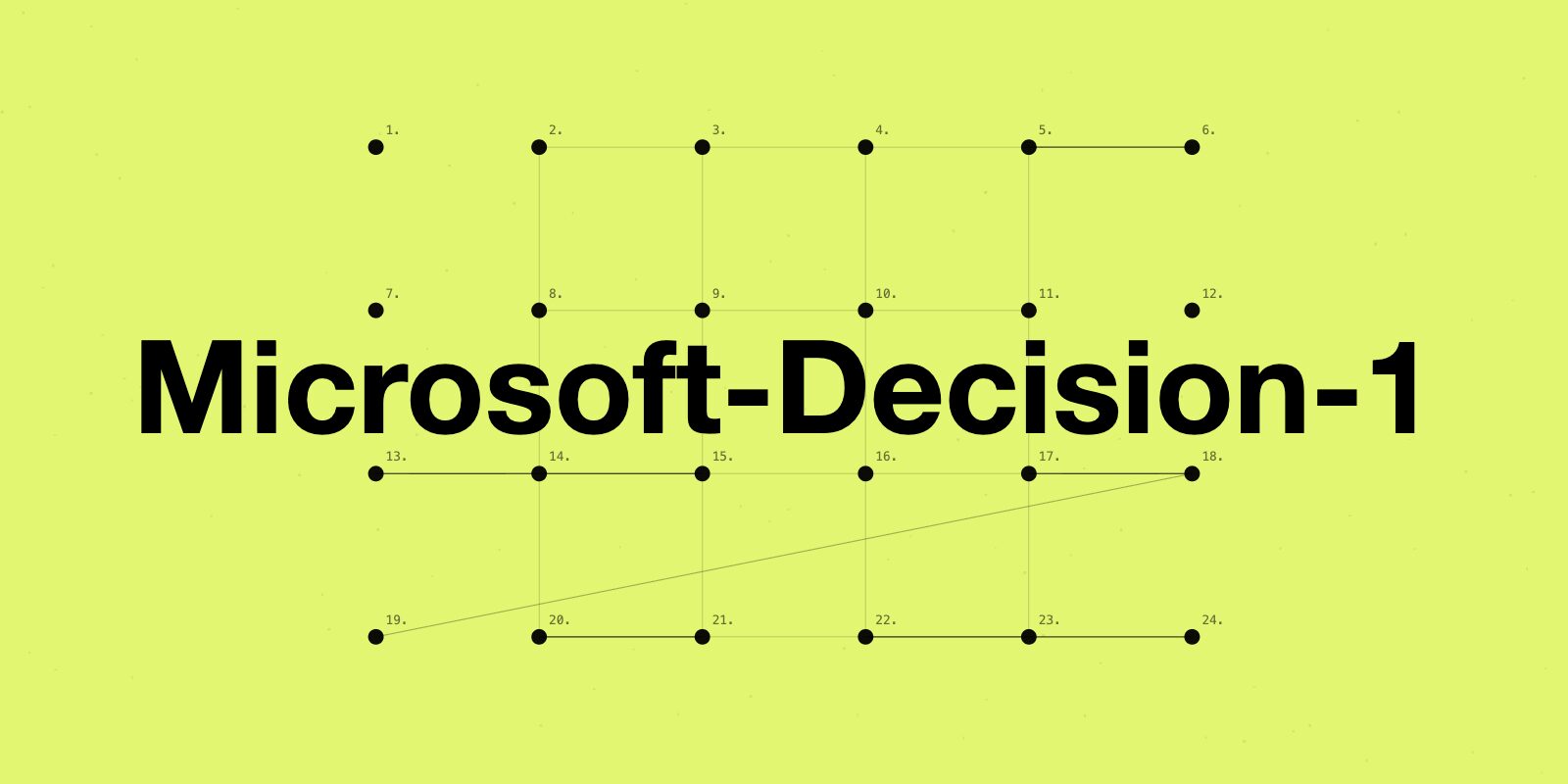 Offizielles Motiv von Microsoft mit dem Schriftzug Microsoft-Decision-1 vor einem nummerierten Punkteraster auf hellgrünem Grund