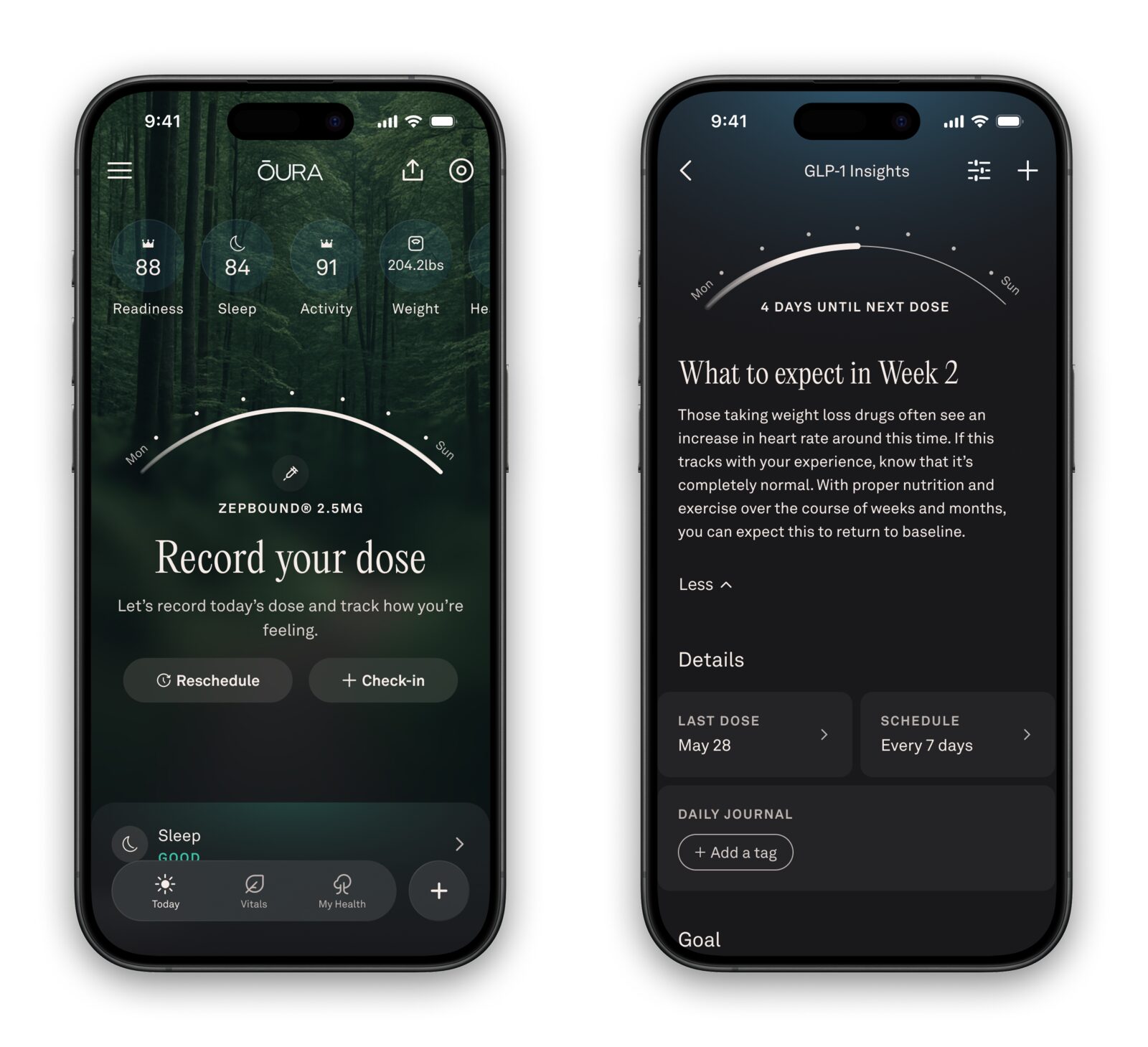 GLP-1 Insights in der Oura-App: Dosis-Erinnerung und Wochenübersicht