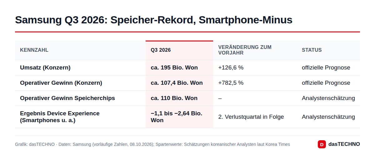 Samsung Q3 2026: Speicher-Rekord, Smartphone-Minus
