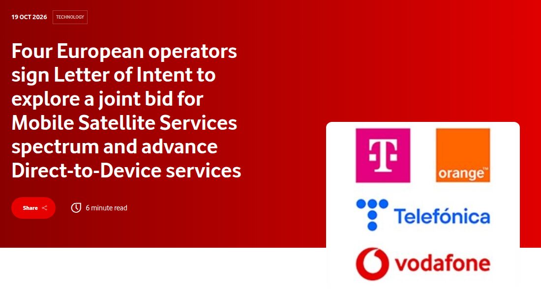 Persbericht van de vier operators op de nieuwssite van Vodafone