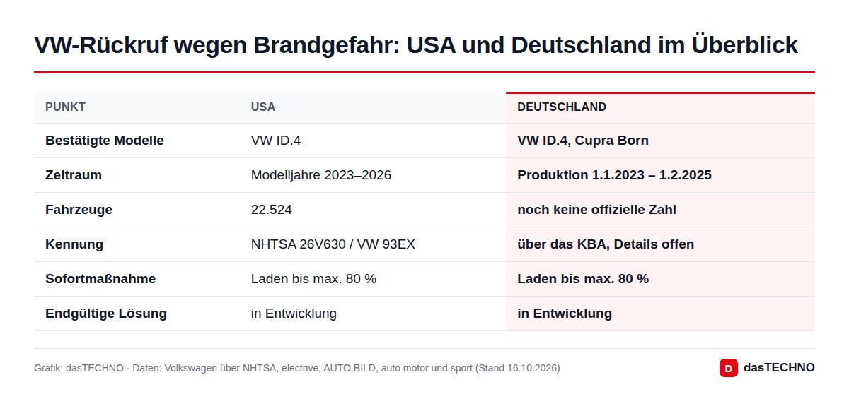 VW-Rückruf wegen Brandgefahr: USA und Deutschland im Überblick